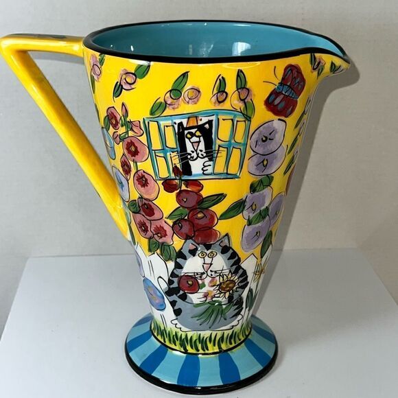 Catzilla Pedestal Pitcher By Candace Reiter - Picture 1 of 5